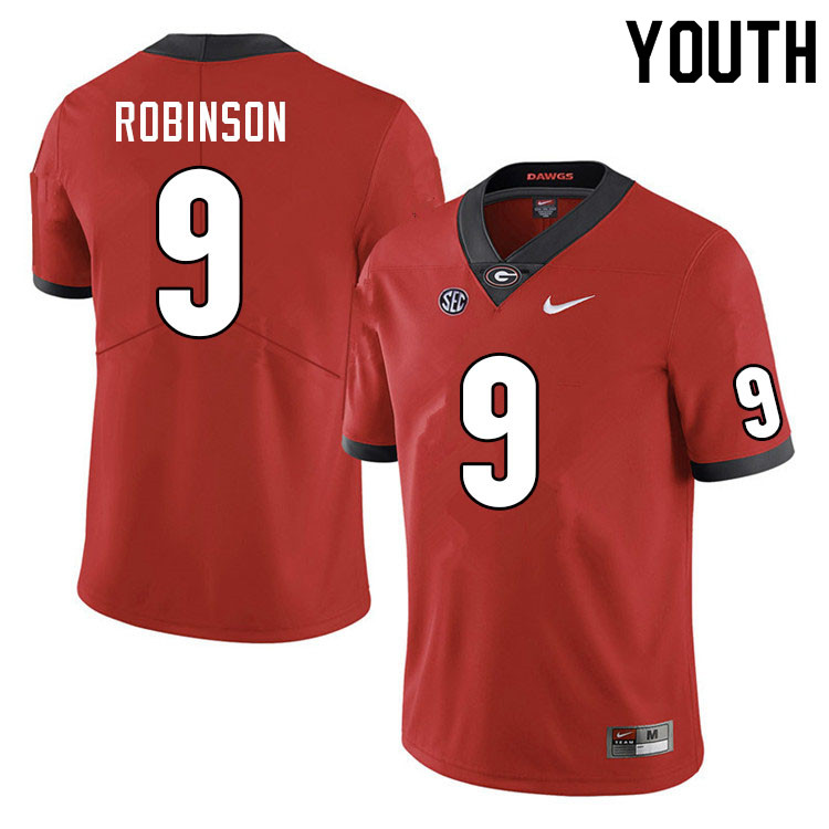 Youth #9 Justin Robinson Georgia Bulldogs College Football Jerseys Sale-Red